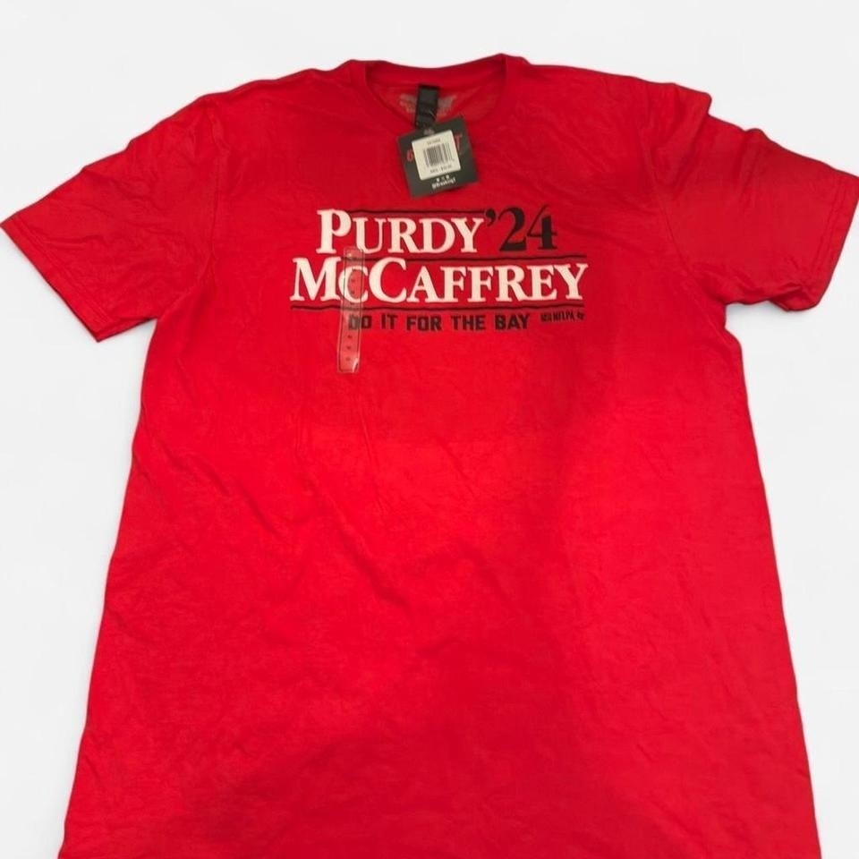 Breakingt Purdy Mccaffrey 24 Do It For The Bay Red T-Shirt Mens Medium Nwt Nflpa